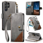 Portafoglio con cerniera e cinturino in ecopelle vegana., For Samsung Galaxy S24 / S25 5G, For Samsung Galaxu S24+ / S25+ 5G, For Samsung Galaxy S25 Ultra 5G, For Samsung Galaxy S24 FE 5G