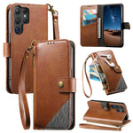 Portafoglio con cerniera e cinturino in ecopelle vegana., For Samsung Galaxy S24 / S25 5G, For Samsung Galaxu S24+ / S25+ 5G, For Samsung Galaxy S25 Ultra 5G, For Samsung Galaxy S24 FE 5G
