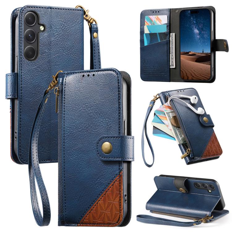 Portafoglio con cerniera e cinturino in ecopelle vegana., For Samsung Galaxy A57 5G, For Samsung Galaxy A37 5G, For Samsung Galaxy S25 FE 5G, For Samsung Galaxy A17