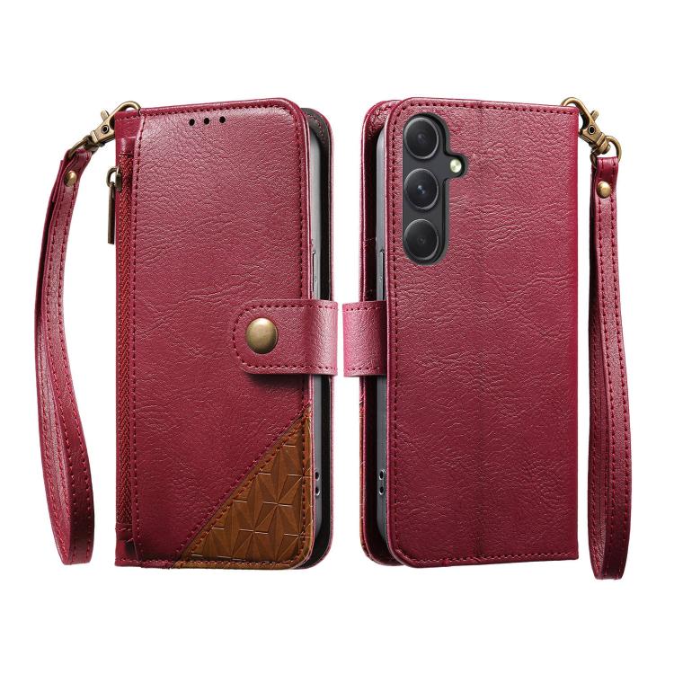 Portafoglio con cerniera e cinturino in ecopelle vegana., For Samsung Galaxy A57 5G, For Samsung Galaxy A37 5G, For Samsung Galaxy S25 FE 5G, For Samsung Galaxy A17