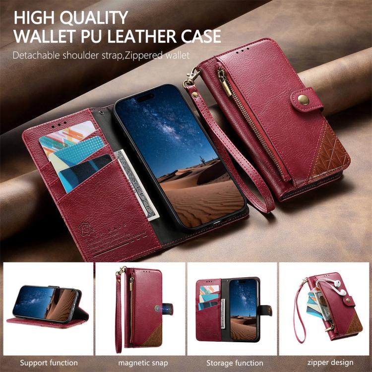 Portafoglio con cerniera e cinturino in ecopelle vegana., For Samsung Galaxy A57 5G, For Samsung Galaxy A37 5G, For Samsung Galaxy S25 FE 5G, For Samsung Galaxy A17