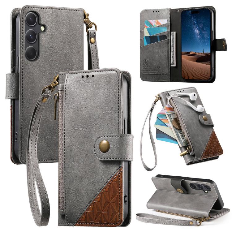 Portafoglio con cerniera e cinturino in ecopelle vegana., For Samsung Galaxy A57 5G, For Samsung Galaxy A37 5G, For Samsung Galaxy S25 FE 5G, For Samsung Galaxy A17
