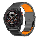 Cinturino per orologio in lega di titanio e silicone con fibbia di sicurezza a perlina singola, in silicone., For Garmin 26mm, For Garmin 22mm