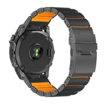 Cinturino per orologio in lega di titanio e silicone con fibbia di sicurezza a perlina singola, in silicone., For Garmin 26mm, For Garmin 22mm
