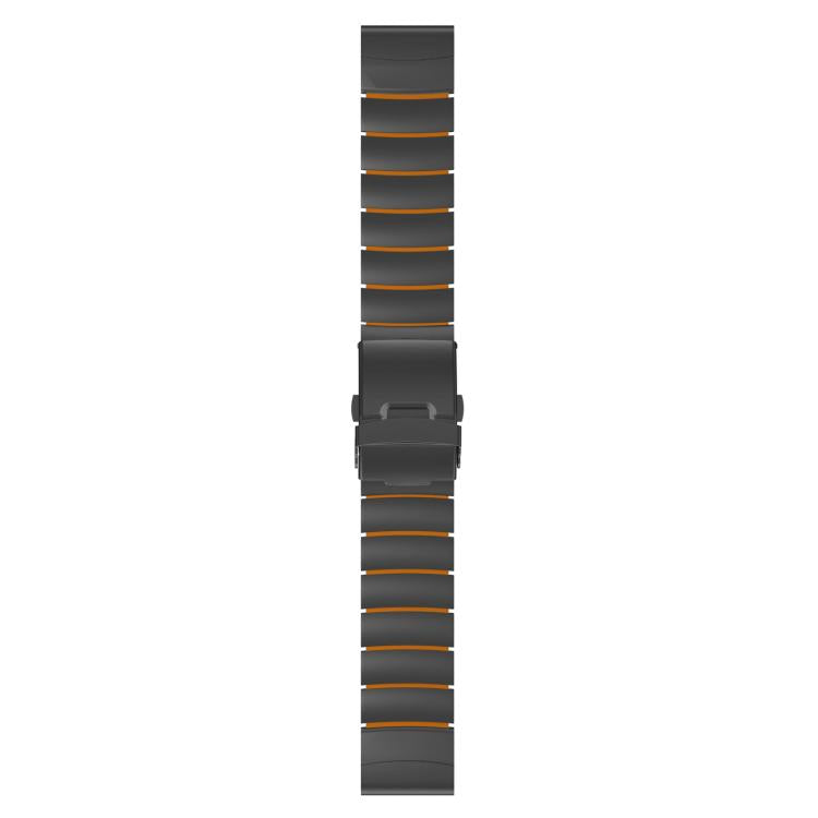 Cinturino per orologio in lega di titanio e silicone con fibbia di sicurezza a perlina singola, in silicone., For Garmin 26mm, For Garmin 22mm