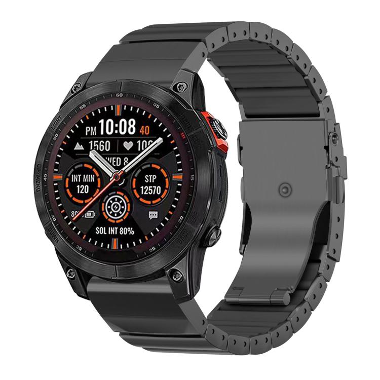 Cinturino per orologio in lega di titanio e silicone con fibbia di sicurezza a perlina singola, in silicone., For Garmin 26mm, For Garmin 22mm
