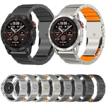Cinturino per orologio in lega di titanio e silicone con fibbia di sicurezza a perlina singola, in silicone., For Garmin 26mm, For Garmin 22mm