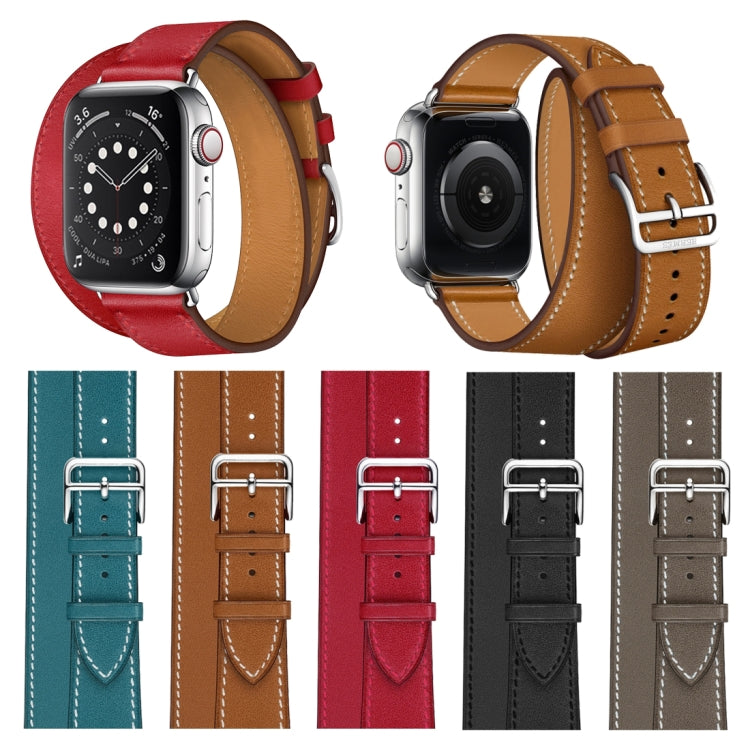 Per Apple Watch 3/2/1 generazione Cinturino universale in pelle a doppio anello da 38 mm