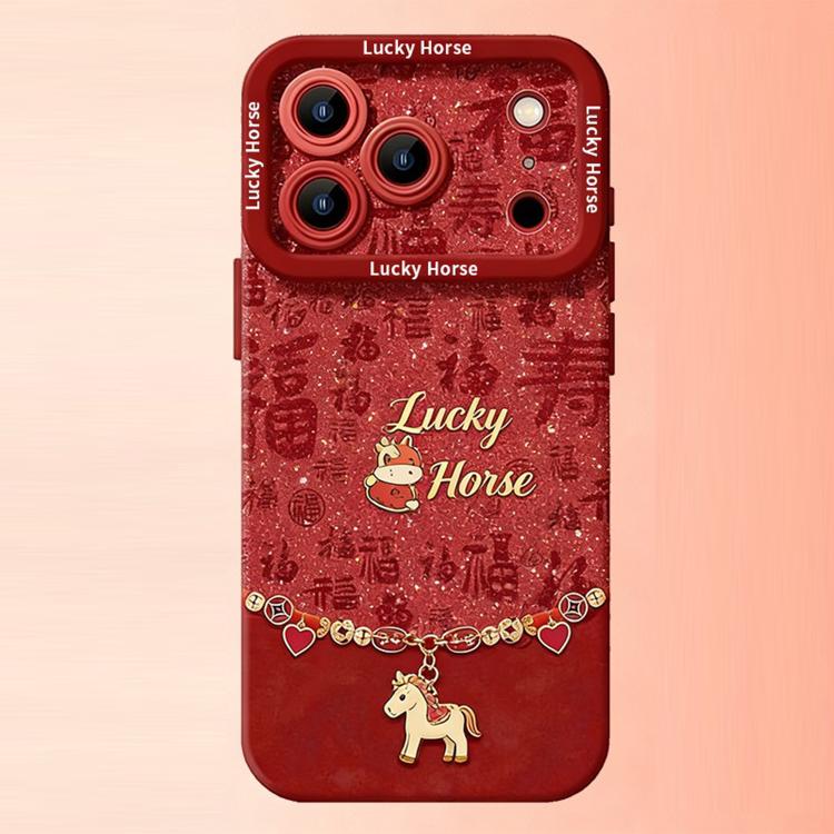 Custodia per telefono in silicone liquido con effetto pelle, a copertura totale, Anno del Cavallo, For iPhone 17 Pro Max, For iPhone 17 Pro, For iPhone 17, For iPhone Air, For iPhone 16 Pro Max, For iPhone 16 Pro, For iPhone 16, For iPhone 15 Pro Max