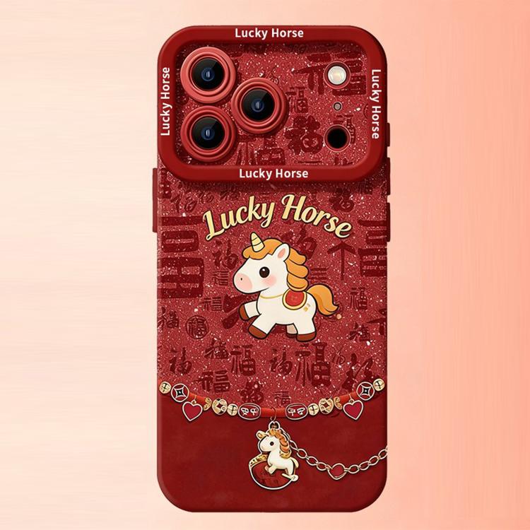 Custodia per telefono in silicone liquido con effetto pelle, a copertura totale, Anno del Cavallo, For iPhone 17 Pro Max, For iPhone 17 Pro, For iPhone 17, For iPhone Air, For iPhone 16 Pro Max, For iPhone 16 Pro, For iPhone 16, For iPhone 15 Pro Max