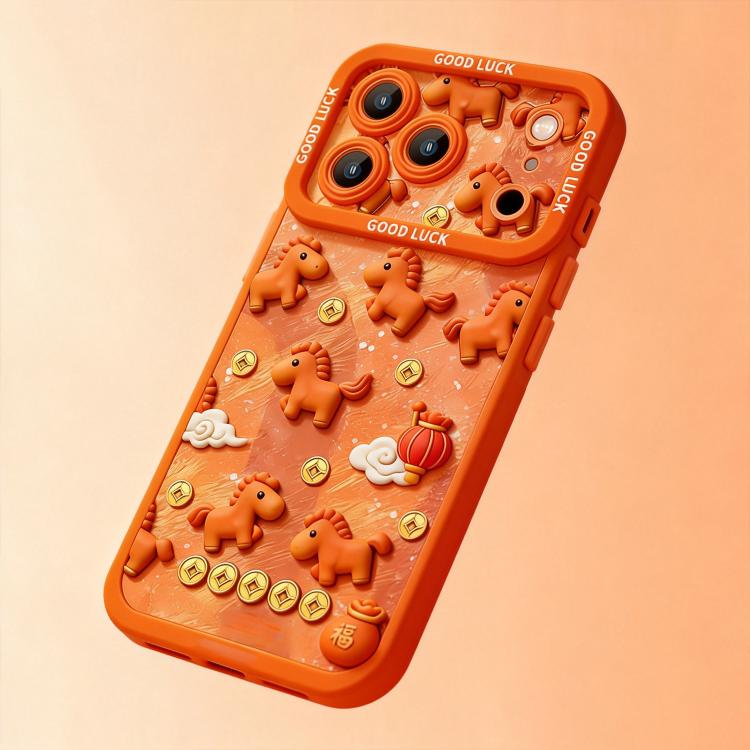 Custodia per telefono antiurto in silicone liquido 3D con stampa "Anno del Cavallo" - Cavallo 3D - Copertura completa - Anno del Cavallo, For iPhone 17 Pro Max, For iPhone 17 Pro, For iPhone 17, For iPhone Air, For iPhone 16 Pro Max, For iPhone 16 Pro ...