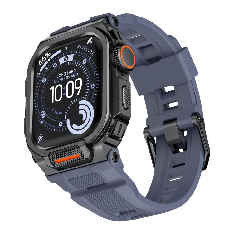 Cinturino in silicone integrato con copertura in lega di zinco dai colori vivaci, For Apple Watch Series 11 / 10 46mm