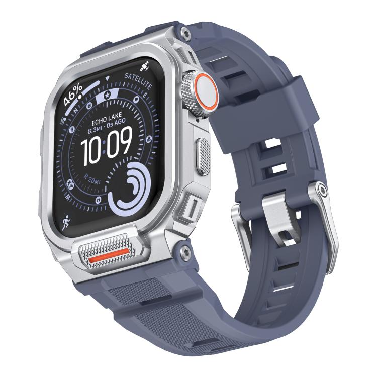 Cinturino in silicone integrato con copertura in lega di zinco dai colori vivaci, For Apple Watch Series 11 / 10 46mm