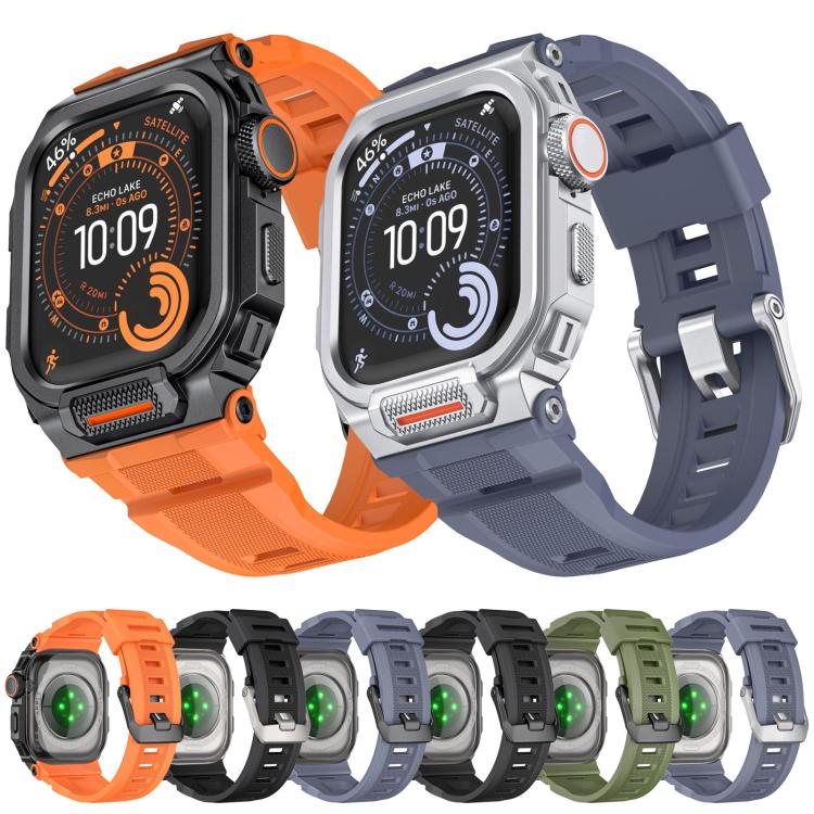 Cinturino in silicone integrato con copertura in lega di zinco dai colori vivaci, For Apple Watch Series 11 / 10 46mm