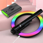 Selfie stick con luce anello RGB e supporto girevole 10"