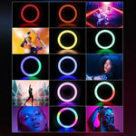 Selfie stick con luce anello RGB e supporto girevole 10"