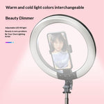 Selfie stick con luce anello RGB e supporto girevole 10"