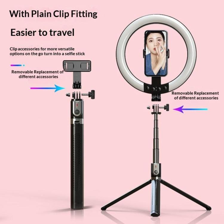 Selfie stick con luce anello RGB e supporto girevole 10"