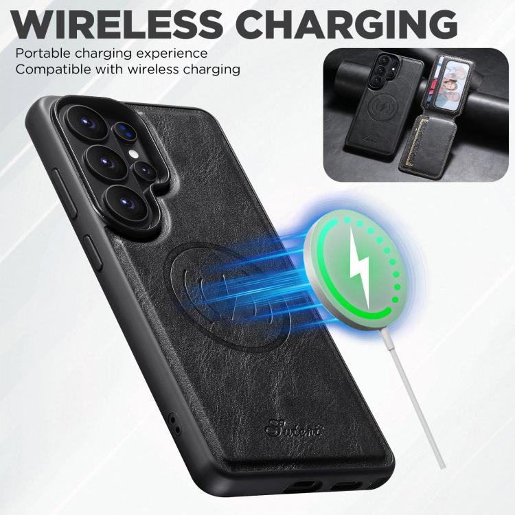 Custodia per telefono Suteni H15 in pelle Oil Eax con portafoglio posteriore rimovibile., For Samsung Galaxy S26+ 5G, For Samsung Galaxy S26 Ultra 5G