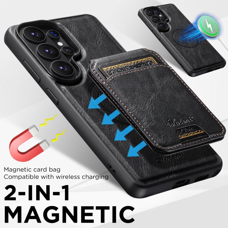 Custodia per telefono Suteni H15 in pelle Oil Eax con portafoglio posteriore rimovibile., For Samsung Galaxy S26+ 5G, For Samsung Galaxy S26 Ultra 5G