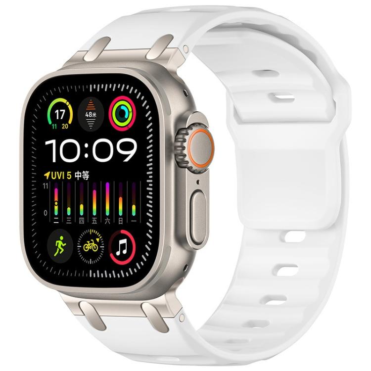 Cinturino per orologio in silicone tinta unita, personalizzato, con design a gradini., For Apple Watch 49mm / 46mm / 45mm / 44mm