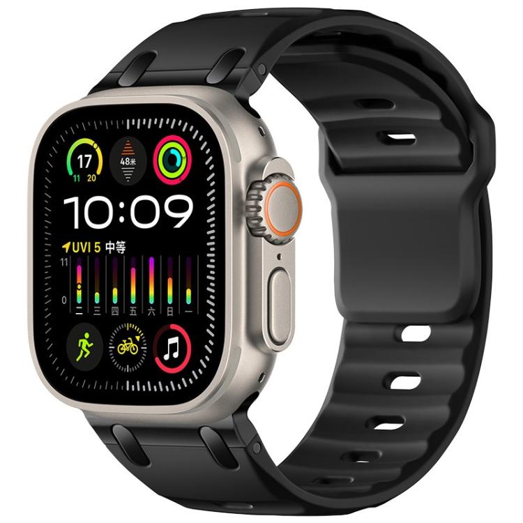 Cinturino per orologio in silicone tinta unita, personalizzato, con design a gradini., For Apple Watch 49mm / 46mm / 45mm / 44mm