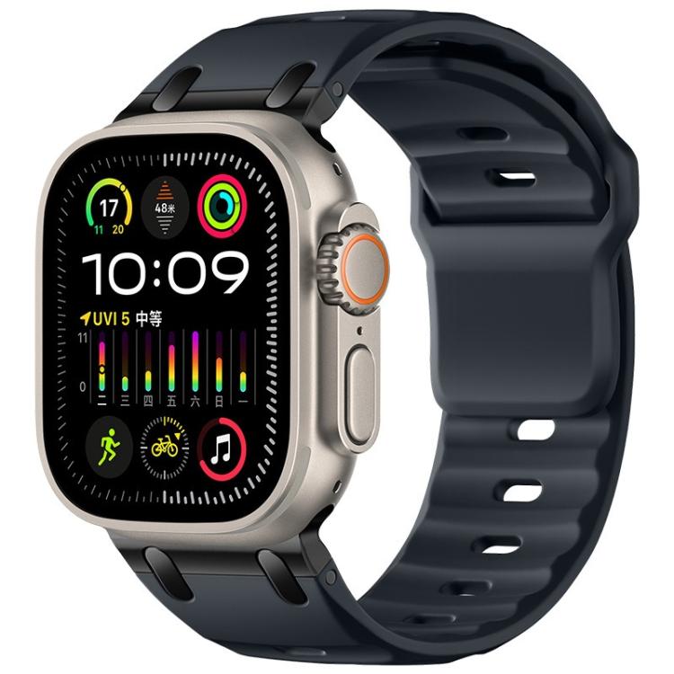 Cinturino per orologio in silicone tinta unita, personalizzato, con design a gradini., For Apple Watch 49mm / 46mm / 45mm / 44mm