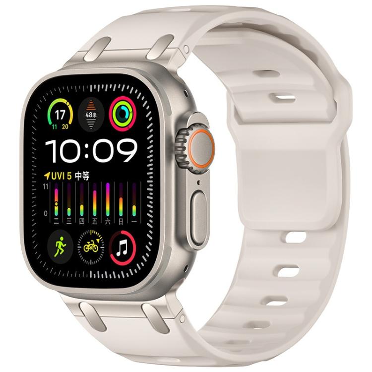 Cinturino per orologio in silicone tinta unita, personalizzato, con design a gradini., For Apple Watch 49mm / 46mm / 45mm / 44mm