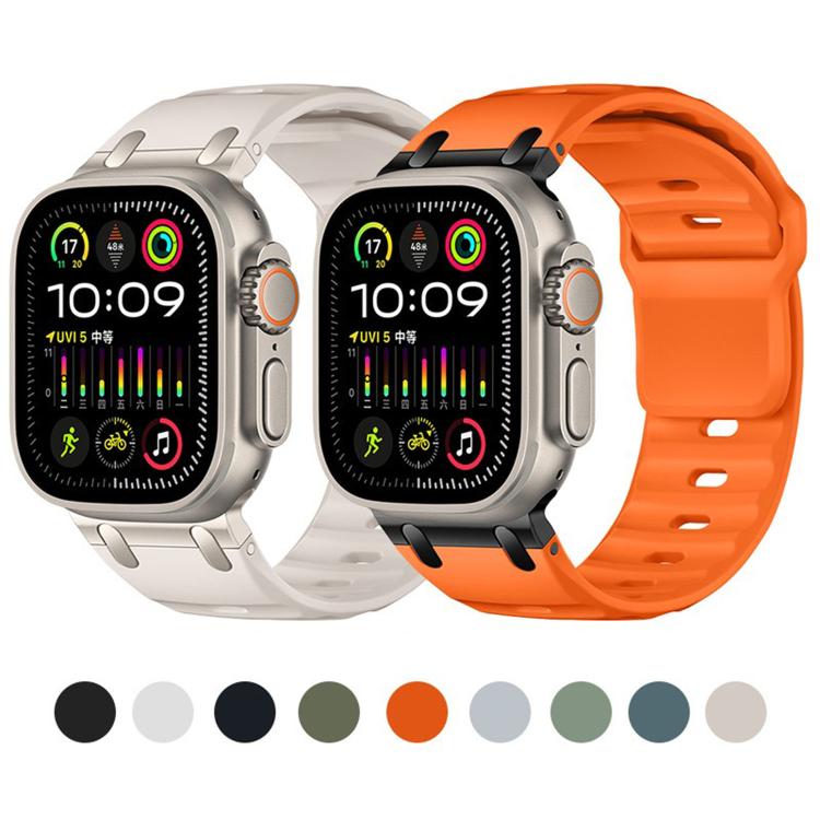 Cinturino per orologio in silicone tinta unita, personalizzato, con design a gradini., For Apple Watch 49mm / 46mm / 45mm / 44mm