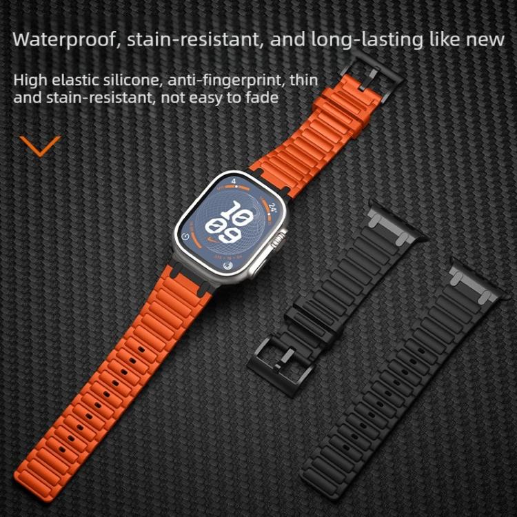 Cinturino per orologio in silicone con texture a forma di I rinforzata, For Apple Watch 49mm / 46mm / 45mm / 44mm, For Apple Watch 42mm / 41mm / 40mm / 38mm
