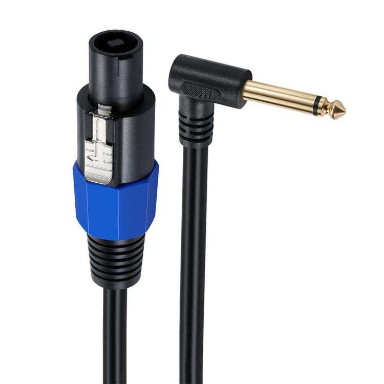 JUNSUNMAY Speakon Male to Right Angle 6.35mm Male Speaker Audio Amplifier Adapter Cable with Snap Lock, Length: 50cm