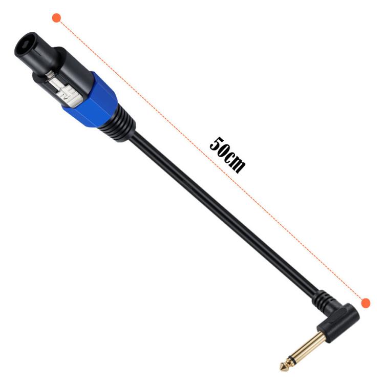 JUNSUNMAY Speakon Male to Right Angle 6.35mm Male Speaker Audio Amplifier Adapter Cable with Snap Lock, Length: 50cm