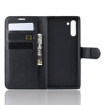 Custodia in pelle Flip orizzontale con texture Litchi per Galaxy Note 10, con portafoglio, supporto e slot per carte