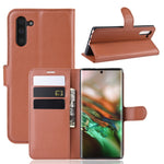Custodia in pelle Flip orizzontale con texture Litchi per Galaxy Note 10, con portafoglio, supporto e slot per carte