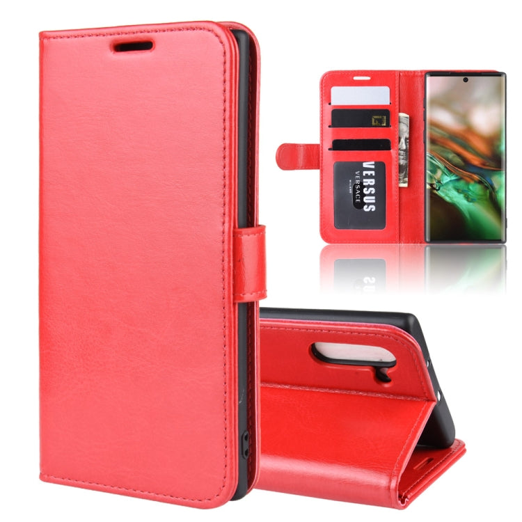 R64 Texture Custodia in pelle pieghevole orizzontale singola per Galaxy Note 10, con supporto, slot per carte e portafoglio, For Galaxy Note 10