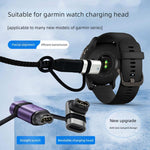 Adattatore di ricarica in metallo con cordino anti-smarrimento per smartwatch Garmin., Straight-End Style, Curved-End Style