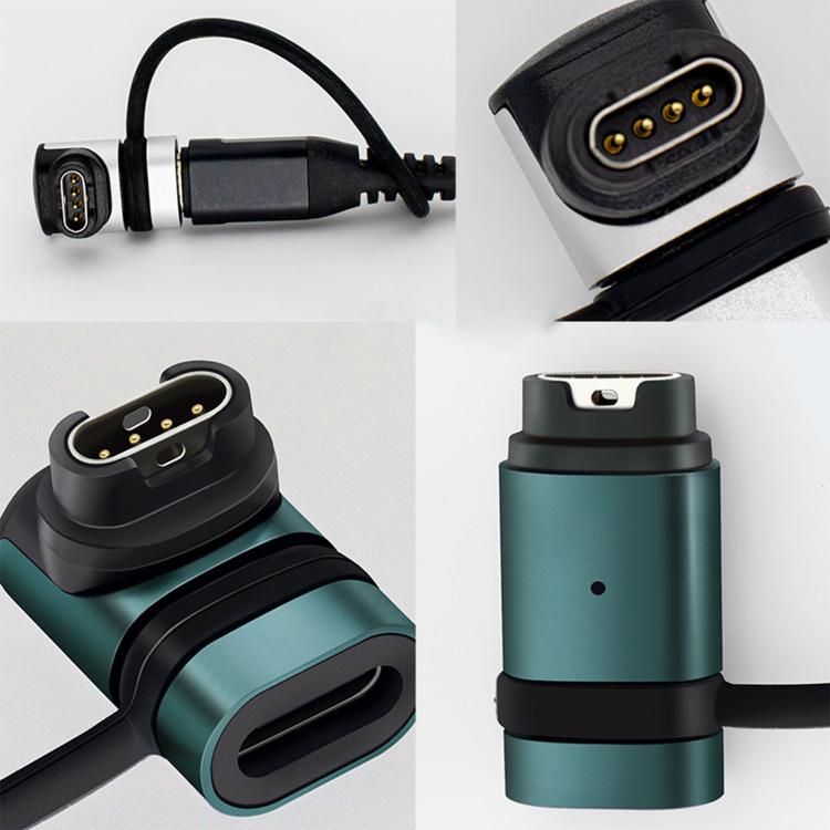 Adattatore di ricarica in metallo con cordino anti-smarrimento per smartwatch Garmin., Straight-End Style, Curved-End Style