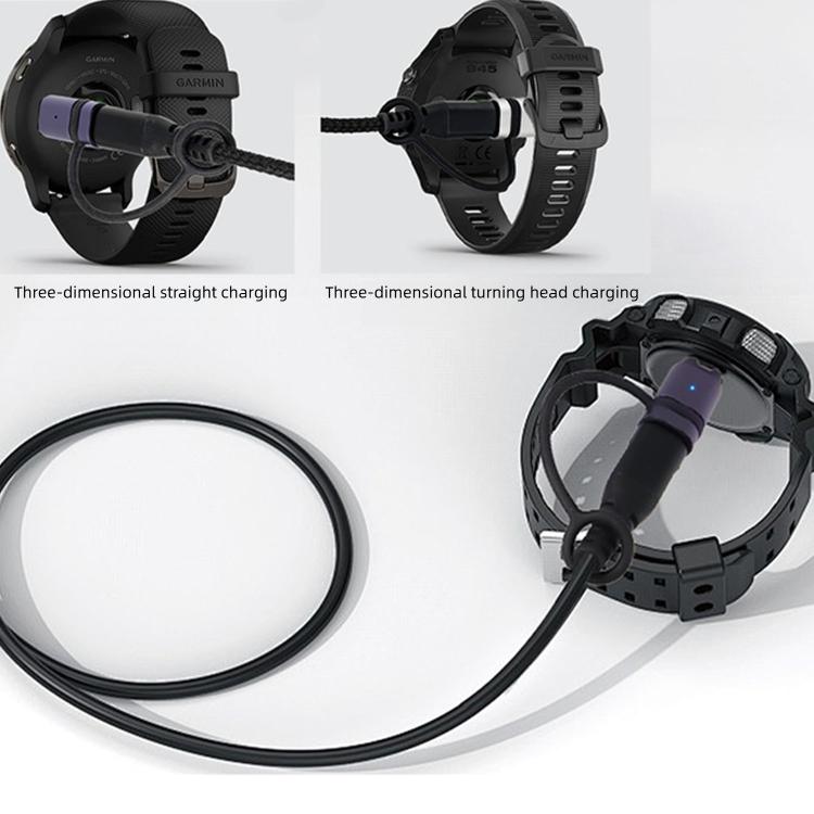 Adattatore di ricarica in metallo con cordino anti-smarrimento per smartwatch Garmin., Straight-End Style, Curved-End Style