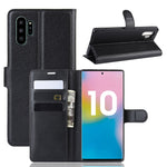 Custodia in pelle Flip orizzontale con texture Litchi per Galaxy Note 10 Pro, con portafoglio e porta carte di credito