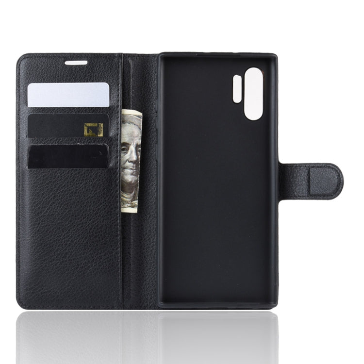 Custodia in pelle Flip orizzontale con texture Litchi per Galaxy Note 10 Pro, con portafoglio e porta carte di credito