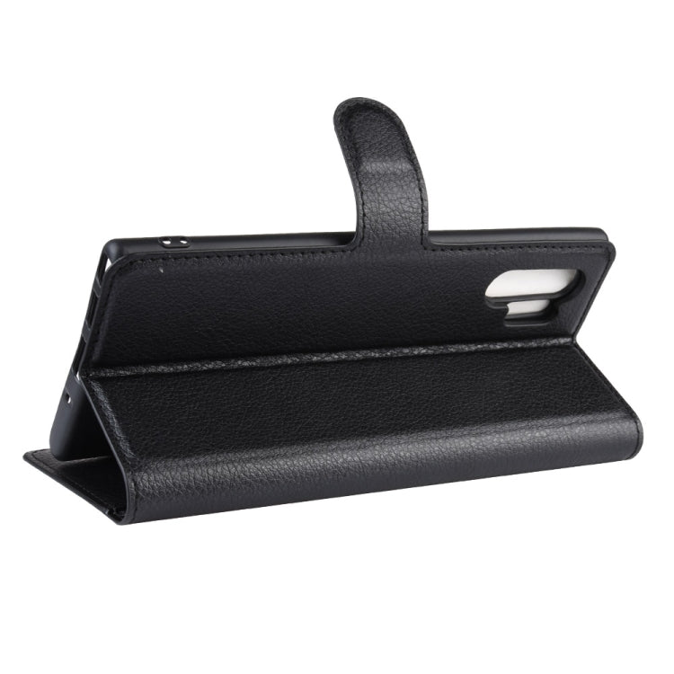 Custodia in pelle Flip orizzontale con texture Litchi per Galaxy Note 10 Pro, con portafoglio e porta carte di credito