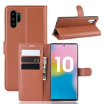Custodia in pelle Flip orizzontale con texture Litchi per Galaxy Note 10 Pro, con portafoglio e porta carte di credito