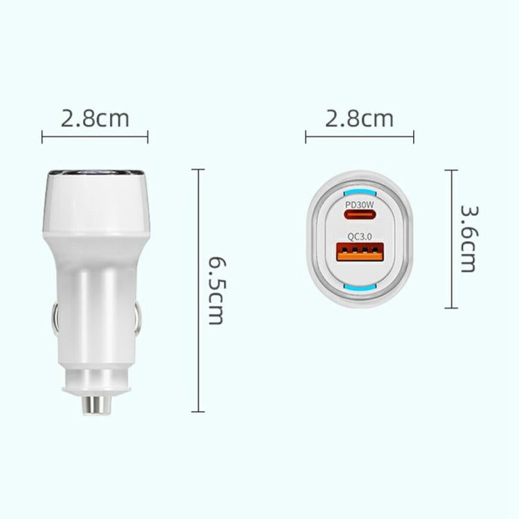 Caricabatterie auto A6 doppia porta USB e Type-C 30W