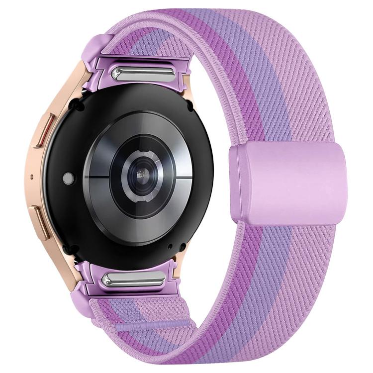 Cinturino per orologio in nylon con fibbia magnetica in plastica twill a pressione e chiusura a pulsante, in nylon., For Samsung Galaxy Watch FE / 7 / 6 / 5 / 4