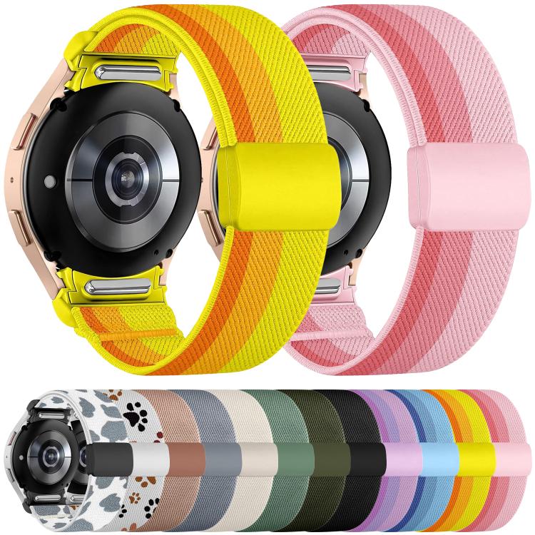 Cinturino per orologio in nylon con fibbia magnetica in plastica twill a pressione e chiusura a pulsante, in nylon., For Samsung Galaxy Watch FE / 7 / 6 / 5 / 4