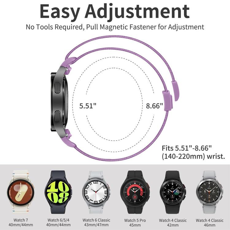 Cinturino per orologio in nylon con fibbia magnetica in plastica twill a pressione e chiusura a pulsante, in nylon., For Samsung Galaxy Watch FE / 7 / 6 / 5 / 4