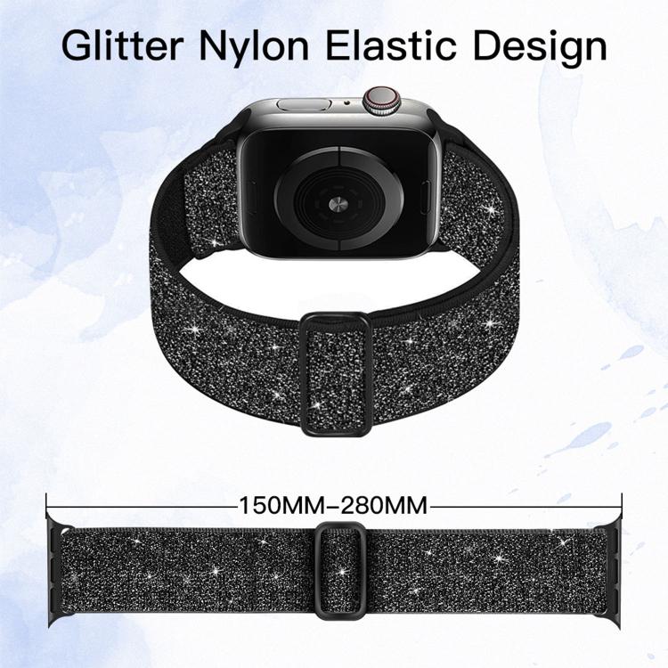 Cinturino per orologio in nylon elastico glitterato, For Apple Watch 49mm / 46mm / 45mm / 44mm, For Apple Watch 42mm / 41mm / 40mm / 38mm