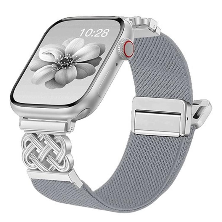 Cinturino per orologio in nylon elasticizzato con fibbia magnetica a nodo cinese e motivo twill., For Apple Watch 49mm / 46mm / 45mm / 44mm, For Apple Watch 42mm / 41mm / 40mm / 38mm
