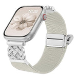 Cinturino per orologio in nylon elasticizzato con fibbia magnetica a nodo cinese e motivo twill., For Apple Watch 49mm / 46mm / 45mm / 44mm, For Apple Watch 42mm / 41mm / 40mm / 38mm