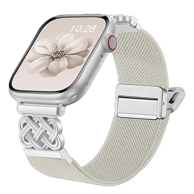 Cinturino per orologio in nylon elasticizzato con fibbia magnetica a nodo cinese e motivo twill., For Apple Watch 49mm / 46mm / 45mm / 44mm, For Apple Watch 42mm / 41mm / 40mm / 38mm